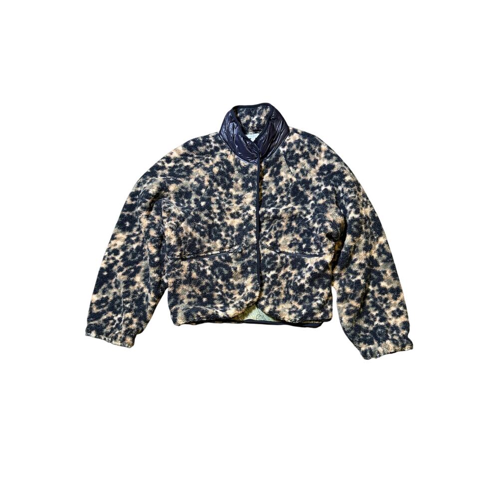 Johnny Was Calme Green Tan Black Printed Fleece Jacket